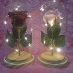 Örök rózsa üvegbúrában, LED világítással 18 cm