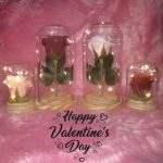 Örök rózsa üvegbúrában, LED világítással 18 cm