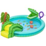 Bestway felfújható játszótér KROKODIL csúszda + öntöző + labdák  224 cm x 181 cm x 72 cm