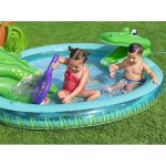 Bestway felfújható játszótér KROKODIL csúszda + öntöző + labdák  224 cm x 181 cm x 72 cm