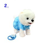 Sétáló, ugató kiskutya pórázzal, többféle 