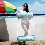 Vízen lebegő pálma mintás függőágy, hálós matrac 