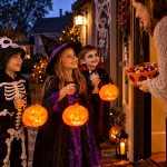 Halloween kacagó és villogó töklámpás tartónyéllel