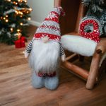 Teleszkópos lábú karácsonyi, skandináv manó szívvel, 36-50cm