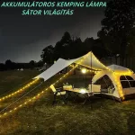Sátor világítás, többfunkciós akkumulátoros kempinglámpa füzér, sátor világítás