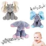 ÚJ! Interaktív, visszabeszélő, hangutánzó, éneklő, zenélő,  kukucs elefánt USB-vel 