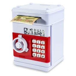Elektromos, számzáras széf persely , fehér-piros