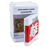 Elektromos, számzáras széf persely , fehér-piros