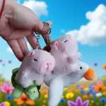 Capybara kulcstartó kihúzható felhúzható repülő állatokkal