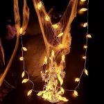 Halloweeni LED fényfüzér, világító szellemek, elemes