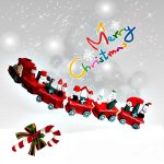 Karácsonyi festett fa vonat