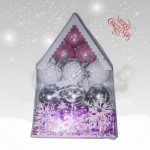 Rózsaszín, pink, ezüst karácsonyfadísz csomag 12db-os 