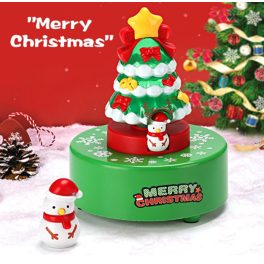Zenélő, világító, forgó karácsonyfa 