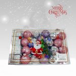 Rózsaszín, pink, ezüst karácsonyfadísz csomag 12db-os 