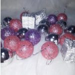 Rózsaszín, pink, ezüst karácsonyfadísz csomag 12db-os 