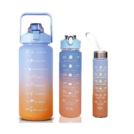 3 db-os motivációs kulacs szett, színátmenetes, ombre 
