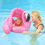 Felfújható beülős, baba, gyerek úszógumi , levehető napfénytetővel , hattyú és flamingó 10-36 hónapos korig 