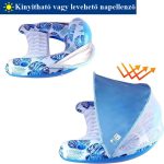 Felfújható vízi fotel lehajtható napellenzővel, fejtámlával, pohártartóval, trópusi mintás