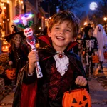 Pörgő világító LED-es Halloween bot pálca