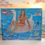 Nagy tollas hattyú úszósziget, felfújható matrac 155x145x105 cm 