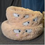 Nyugtató kutya , cicaágy, pihe puha szőrmés kutyafekhely, barna 