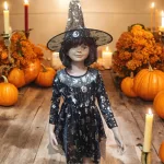 Halloween boszorkány jelmez szett, 2 részes , gyerek méret 