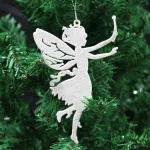 Glitteres, csillogó, fehér karácsonyfa díszek 