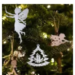 Glitteres, csillogó, fehér karácsonyfa díszek 