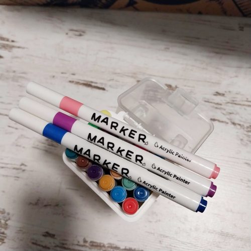 24db-os vékony Akril filc készlet, kőre, textilre, fára, üvegre