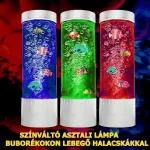 Színváltó hangulatlámpa vízoszlopon lebegő halakkal 