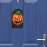 Halloween koponyás ajtócsengő-Ijesztő pókkal, világító szemekkel, rémisztő hangokkal