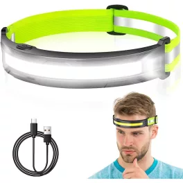   Újratölthető COB LED-es fejlámpa, szuperfényes, 230°-os széles fénysugárral, fényvisszaverő fejpánttal