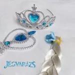 Jégvarázs szoknya, copf, tiara és varázspálca szett 