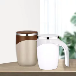   Mágneses önkeverős bögre beépített akkumulátorral, fedéllel, dupla falú, 380 ml