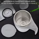Mágneses önkeverős bögre beépített akkumulátorral, fedéllel, dupla falú, 380 ml