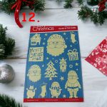 Fluoreszkáló,  csillámos karácsonyi ablakmatrica többféle mintával