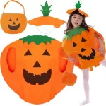 Halloween tök jelmez cukorkagyűjtővel, gyerekeknek 