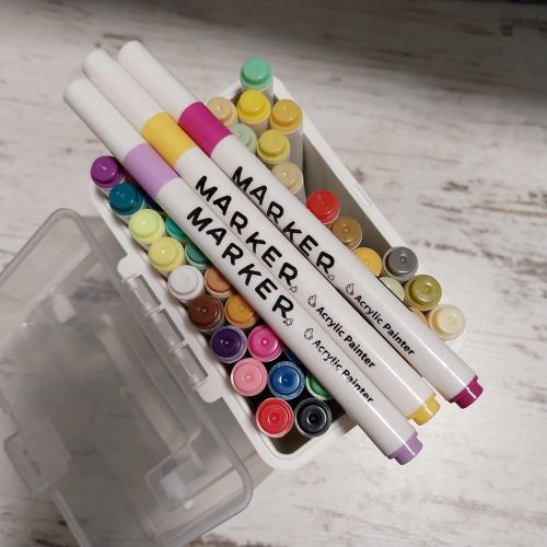 48db-os vékony Akril filc készlet, kőre, textilre, fára, üvegre