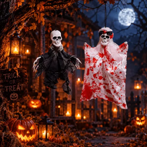 2db Felakasztható Halloween csontváz dekoráció