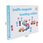 Mágneses, fa autó készlet , 6db, jelzőtáblákkal 