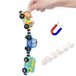 Mágneses, fa autó készlet , 6db, jelzőtáblákkal 