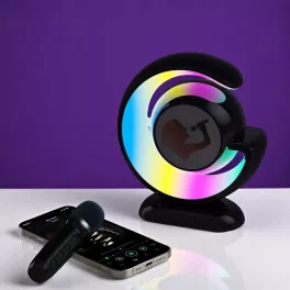   Bluetooth Karaoke hangszóró színes RGB fényekkel és mikrofonnal 