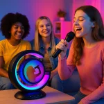 Bluetooth Karaoke hangszóró színes RGB fényekkel és mikrofonnal 