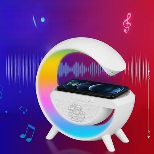 Vezetéknélküli telefontöltő, rádió, RGB LED fényekkel Bluetooth hangszóróval