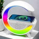 Vezeték nélküli telefontöltő, rádió, RGB LED fényekkel, Bluetooth hangszóróval