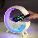 Vezeték nélküli telefontöltő, rádió, RGB LED fényekkel, Bluetooth hangszóróval