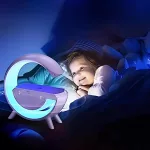 Vezeték nélküli telefontöltő, rádió, RGB LED fényekkel, Bluetooth hangszóróval