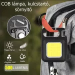 3in1 Mini újratölthető COB zseblámpa, kulcstartó, sörnyitó