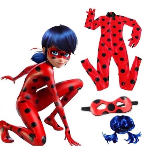 Katicabogár,  Miraculous Ladybug  jelmez  parókával, álarccal