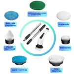 7in1 forgófejes tisztító kefe cserélhető fejekkel, akkumulátoros